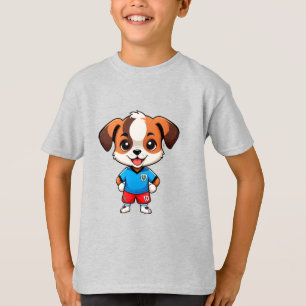 Söt Tecknad Valp Fotbollsspelare T Shirt