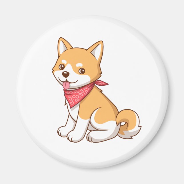 Söt tecknad valp Shiba Inu-hund Magnet (Framsidan)