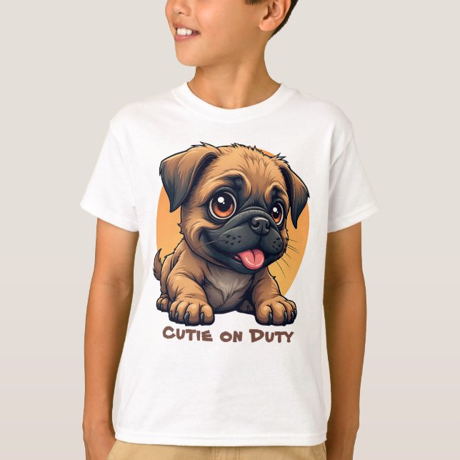 Söt Tecknad Valp T-Shirt (Framsida)