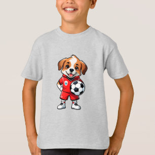 Söt Tecknad Valpsoccer spelare T Shirt