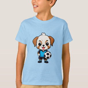 Söt Tecknad Valpsoccer spelare T Shirt