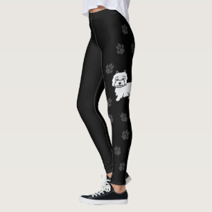 Söt tecknad Westie-ras hund med tass svart Leggings