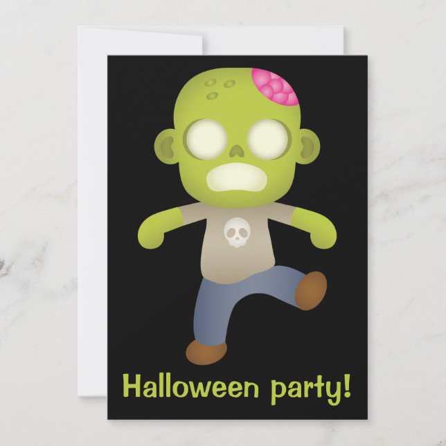Söt Tecknad Zombie Inbjudningar (Framsida)