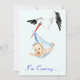 Söt Teckning Roligt Stork Baby Shower-inbjudan