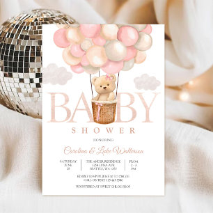 Söt Teddy Ballong Baby Shower Inbjudan