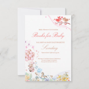 Söt Teddy Love Birds Baby Shower bebiskort