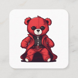 Söt teddy röd pojke fyrkantigt visitkort