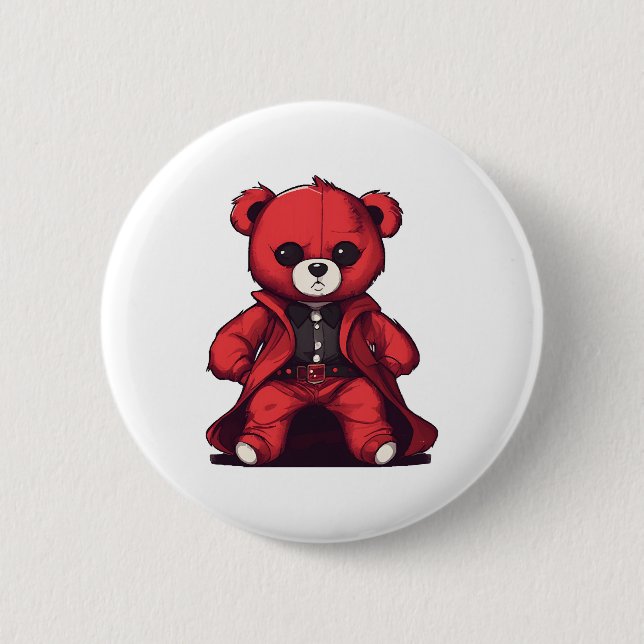 Söt teddy röd pojke knapp (Framsida)