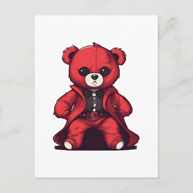 Söt teddy röd pojke vykort (Framsida)
