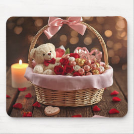 Söt Teddy Rose Korg Romantisk Valentine Kontor Musmatta