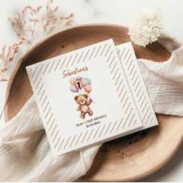 Söt teddybjörn 1-årsdag | Söt björn Pappersservett