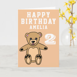 Söt teddybjörn 2-årsdag Grattis på födelsedagen Kort