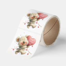 Söt Teddybjörn Alla hjärtans dag dekalrulle Runt Klistermärke