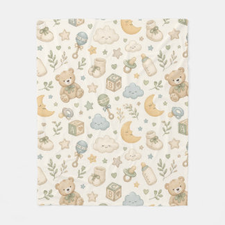 Söt Teddybjörn Baby Flanellfilt | Kön Fleecefilt