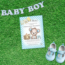 Söt Teddybjörn Baby Picknick Blå Bebis Temad Födel