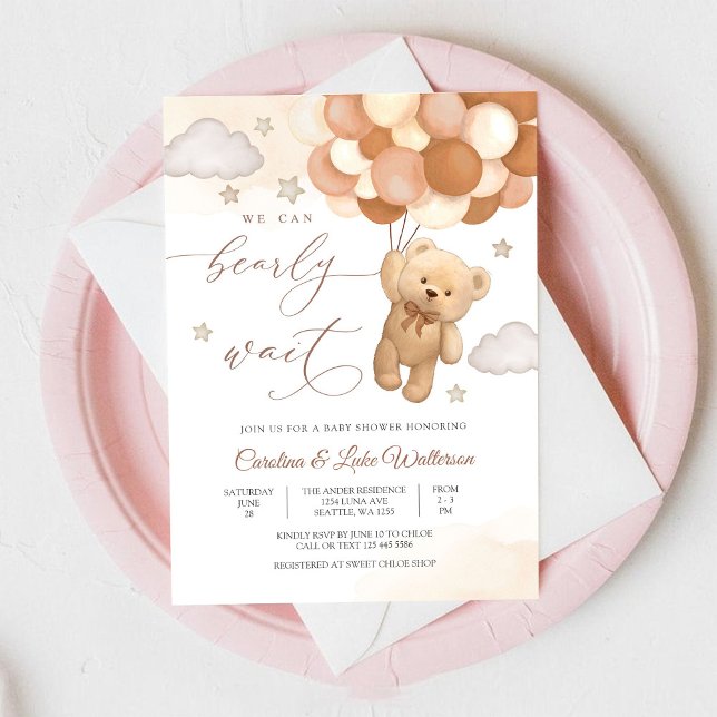 Söt Teddybjörn Baby Shower Inbjudan (Skapare uppladdad)