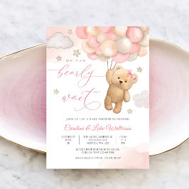 Söt Teddybjörn Baby Shower Inbjudan