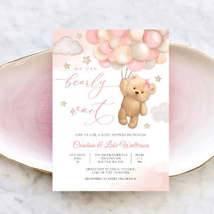 Söt Teddybjörn Baby Shower Inbjudan