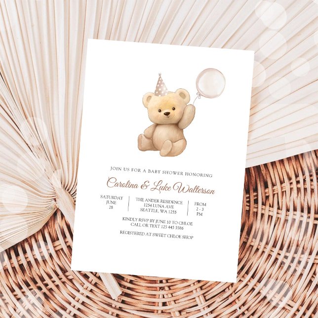 Söt Teddybjörn Baby Shower Inbjudan (Skapare uppladdad)