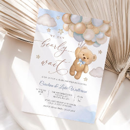 Söt Teddybjörn Baby Shower Inbjudan