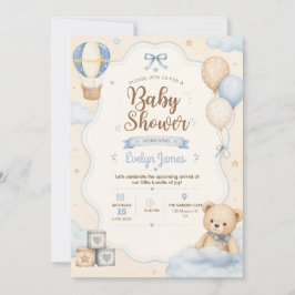 Söt Teddybjörn Baby Shower-inbjudan Inbjudningar