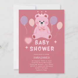 Söt Teddybjörn Baby Shower-inbjudan Inbjudningar
