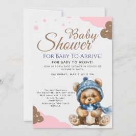 Söt Teddybjörn Baby Shower Inbjudningar