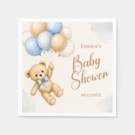 Söt Teddybjörn Baby Shower Pappersservett