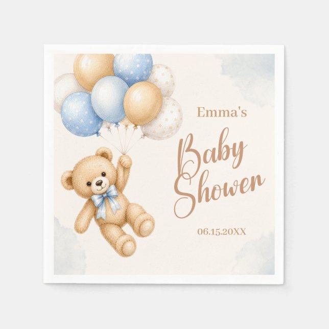 Söt Teddybjörn Baby Shower Pappersservett (Framsidan)