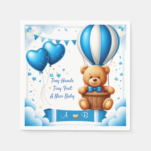 Söt Teddybjörn Baby Shower 🧸 Pappersservett (Framsidan)