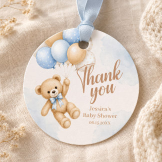 Söt Teddybjörn Baby Shower Tackkort Gåvor Etiketter