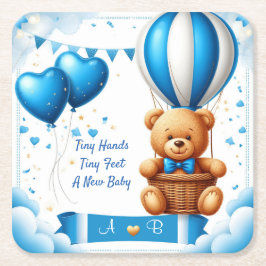 Söt Teddybjörn Baby Shower 🧸 Underlägg Papper Kvadrat