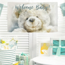 Söt Teddybjörn Baby Shower Välkomstskylt för Bebis