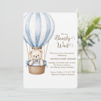 Söt Teddybjörn Baby Shower Vi Kan Knappast Vänta Inbjudningar