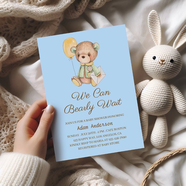 Söt Teddybjörn Baby Shower – Vi kan knappt vänta Inbjudningar (Skapare uppladdad)