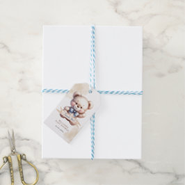 Söt Teddybjörn Baby Shower Watercolor Presentetikett