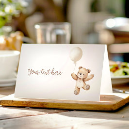 Söt teddybjörn ballong baby shower mat tent placeringskort