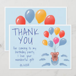 Söt teddybjörn ballonger barnkalas tack kort