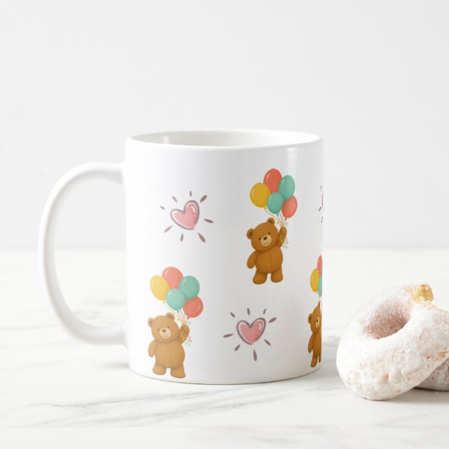 Söt teddybjörn ballongmugg kaffemugg (Med munk)