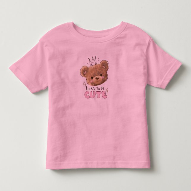 Söt Teddybjörn Barn Rosa T-Shirt (Framsida)