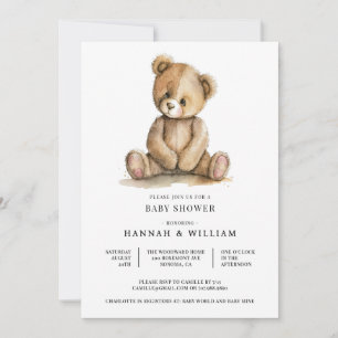 Söt Teddybjörn Bebis Shower Inbjudningar