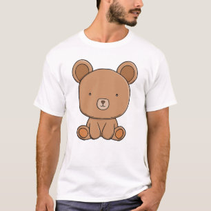 Söt Teddybjörn Bedårande Kawaii Brun Djur T Shirt