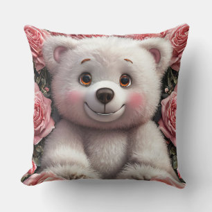 🧸🌸 Söt teddybjörn Blommig Kärlek Present ✨ Kudde
