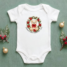 Söt teddybjörn blomsterkrans Baby Första Jul