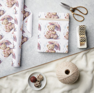 Söt Teddybjörn Flicka Bebis Dopp Favor Presentpapper