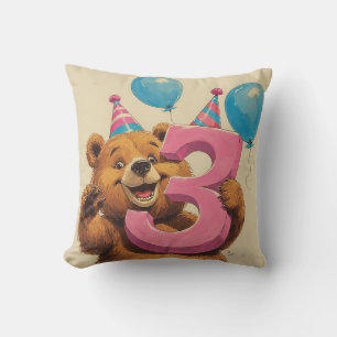 Söt Teddybjörn Födelsedagsfirande Kudde