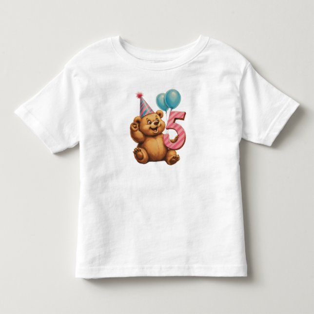 Söt Teddybjörn Födelsedagsfirande T Shirt (Framsida)