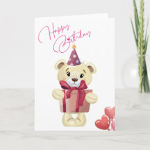 Söt Teddybjörn Glad födelsedagskort med present
