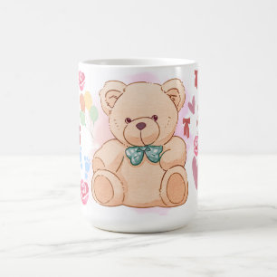 Söt Teddybjörn & Hjärtan Baby Shower Mugg