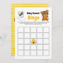 Söt Teddybjörn Honey Humla Baby Shower Bingo